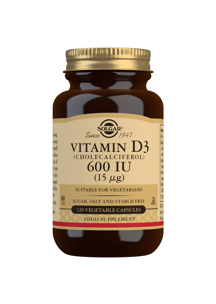 Solgar Vitamin D3 (Cholecalciferol) 600 IU (15 mg) Vegetable Capsules - Pack of 120