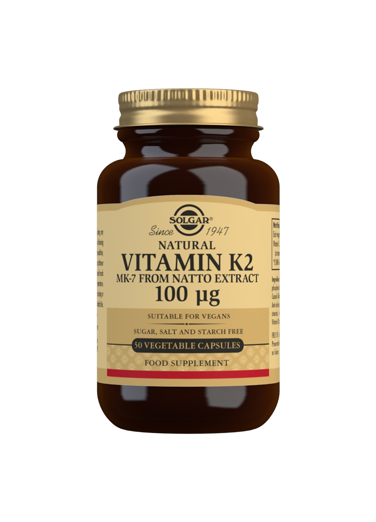 Solgar Natural Vitamin K2 (MK-7) 100 mg  Vegetable Capsules - Pack of 50