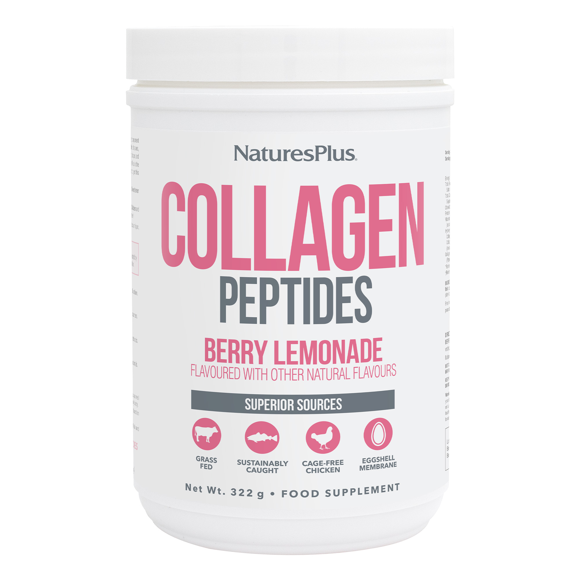 Natures Plus Collagen Peptides Berry Lemonade 322g Powder