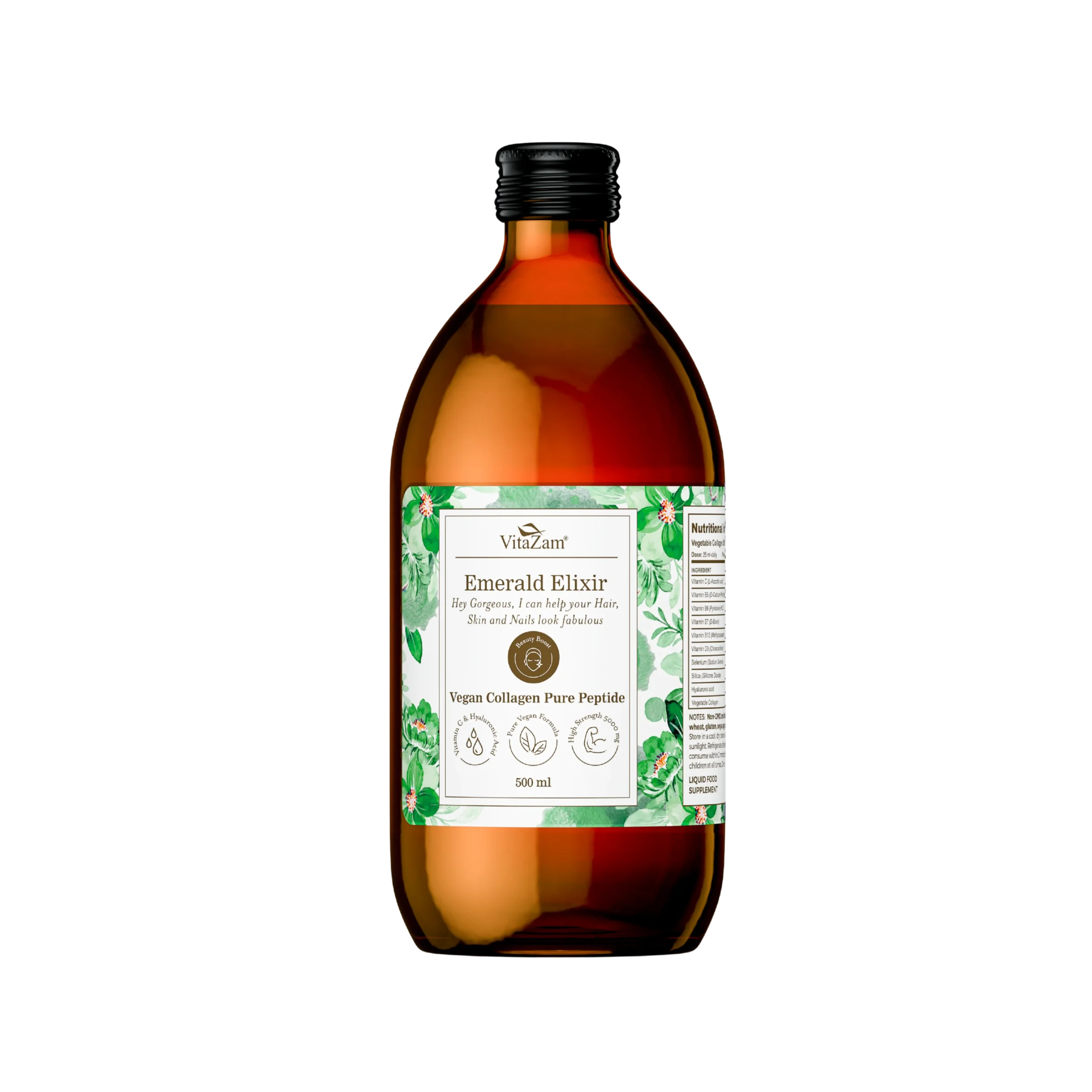 Vitazam Emerald Elixir Vegan Collagen Pure Peptide 500ml Liquid
